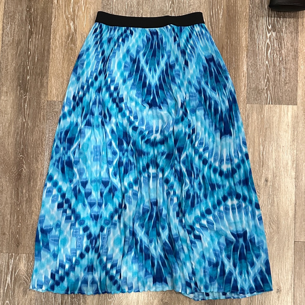 Multicolor blue midi skirt